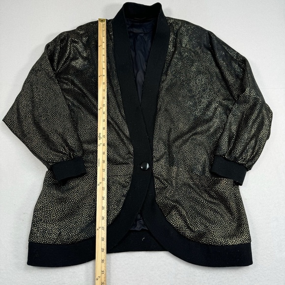 Barucci Exclusive Button Jacket Mens Size 50 Black Gold Dot Metallic Vintage - Picture 5 of 10